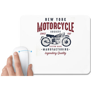                       UDNAG White Mousepad 'New York Motorcycle' for Computer / PC / Laptop [230 x 200 x 5mm]                                              
