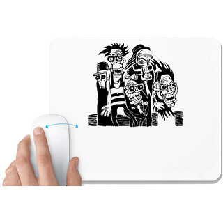 UDNAG White Mousepad 'Skeleton party' for Computer / PC / Laptop [230 x 200 x 5mm]