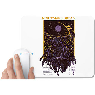                       UDNAG White Mousepad 'Death | Nightmare Dream' for Computer / PC / Laptop [230 x 200 x 5mm]                                              