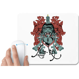                       UDNAG White Mousepad 'Revenge | Monkey Revenge' for Computer / PC / Laptop [230 x 200 x 5mm]                                              