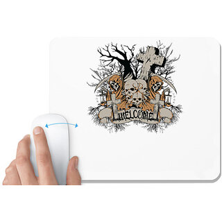                       UDNAG White Mousepad 'Death | Welcome death' for Computer / PC / Laptop [230 x 200 x 5mm]                                              