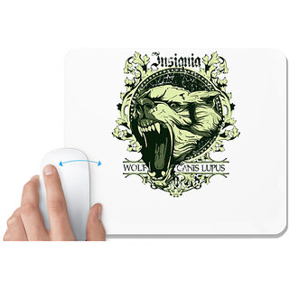                       UDNAG White Mousepad 'Insignia Wolf canis lupus' for Computer / PC / Laptop [230 x 200 x 5mm]                                              