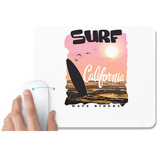                       UDNAG White Mousepad 'California | Surf California' for Computer / PC / Laptop [230 x 200 x 5mm]                                              