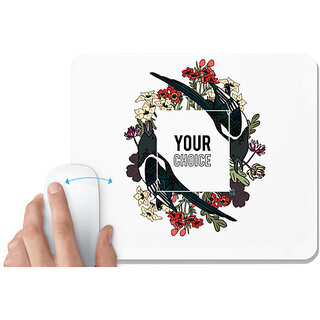                       UDNAG White Mousepad 'Flower birds your choice' for Computer / PC / Laptop [230 x 200 x 5mm]                                              