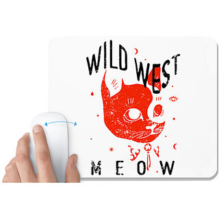                       UDNAG White Mousepad 'wild west | wild west meow' for Computer / PC / Laptop [230 x 200 x 5mm]                                              