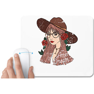 UDNAG White Mousepad 'Aamerican Dream | Girl and rose' for Computer / PC / Laptop [230 x 200 x 5mm]