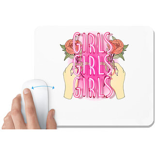                       UDNAG White Mousepad 'Girls and rose' for Computer / PC / Laptop [230 x 200 x 5mm]                                              