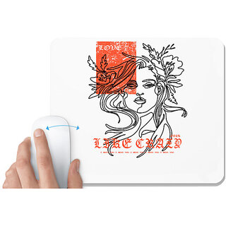                       UDNAG White Mousepad 'Love | Love like Crazy' for Computer / PC / Laptop [230 x 200 x 5mm]                                              
