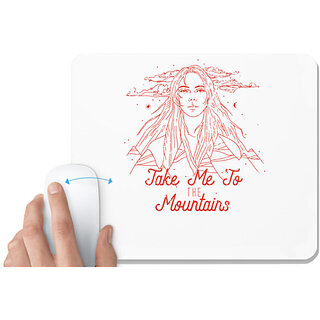                       UDNAG White Mousepad 'Adventure | Take me to the mountain' for Computer / PC / Laptop [230 x 200 x 5mm]                                              