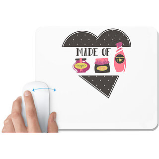                       UDNAG White Mousepad 'Heart | Made of Sugar spice everything nice' for Computer / PC / Laptop [230 x 200 x 5mm]                                              