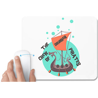                       UDNAG White Mousepad 'Pirates | The Crew of Drunken pirates' for Computer / PC / Laptop [230 x 200 x 5mm]                                              