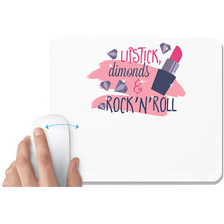                       UDNAG White Mousepad 'Makeup | lipstick Diamond and rock n roll' for Computer / PC / Laptop [230 x 200 x 5mm]                                              
