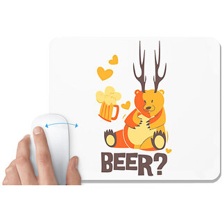                       UDNAG White Mousepad 'Beer' for Computer / PC / Laptop [230 x 200 x 5mm]                                              
