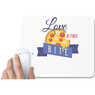                       UDNAG White Mousepad 'Love and bite | Love at first bite' for Computer / PC / Laptop [230 x 200 x 5mm]                                              