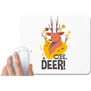                       UDNAG White Mousepad 'Oh Deer' for Computer / PC / Laptop [230 x 200 x 5mm]                                              