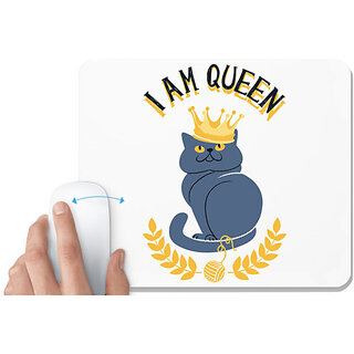                       UDNAG White Mousepad 'Qween cat | I am a Qween Cat' for Computer / PC / Laptop [230 x 200 x 5mm]                                              