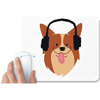                       UDNAG White Mousepad 'Cat Music | Cat listning Music' for Computer / PC / Laptop [230 x 200 x 5mm]                                              