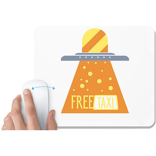                       UDNAG White Mousepad 'Free Taxi' for Computer / PC / Laptop [230 x 200 x 5mm]                                              