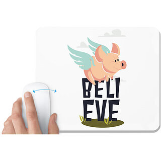                       UDNAG White Mousepad 'Cartoon | Pig Beli EVE' for Computer / PC / Laptop [230 x 200 x 5mm]                                              