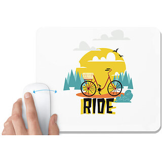                       UDNAG White Mousepad 'Cycle Ride | Morning cycle ride' for Computer / PC / Laptop [230 x 200 x 5mm]                                              