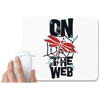                       UDNAG White Mousepad 'Dragonfly | Dragonfly On the web' for Computer / PC / Laptop [230 x 200 x 5mm]                                              