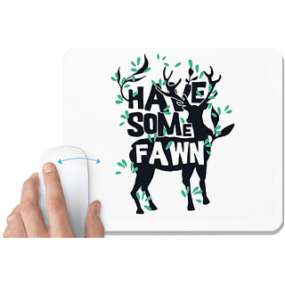                       UDNAG White Mousepad 'Deer | have some fawn' for Computer / PC / Laptop [230 x 200 x 5mm]                                              