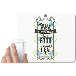                       UDNAG White Mousepad 'Diet | Eat and Diet' for Computer / PC / Laptop [230 x 200 x 5mm]                                              