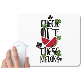                       UDNAG White Mousepad 'Watermelons | Check out these melons' for Computer / PC / Laptop [230 x 200 x 5mm]                                              