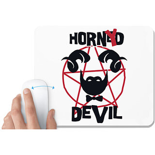                       UDNAG White Mousepad 'Devil | Horned Devil' for Computer / PC / Laptop [230 x 200 x 5mm]                                              