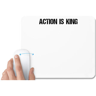                       UDNAG White Mousepad 'Action king | Action is King' for Computer / PC / Laptop [230 x 200 x 5mm]                                              