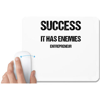                       UDNAG White Mousepad 'Entrepreneur | Succes it has enemies Entrepreneur' for Computer / PC / Laptop [230 x 200 x 5mm]                                              