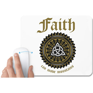                       UDNAG White Mousepad 'Faith | Can move mountains' for Computer / PC / Laptop [230 x 200 x 5mm]                                              