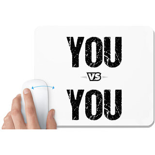                       UDNAG White Mousepad 'You vs You' for Computer / PC / Laptop [230 x 200 x 5mm]                                              
