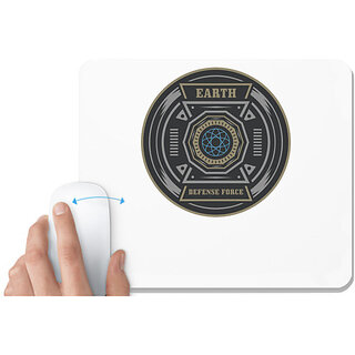                       UDNAG White Mousepad 'Logo | Earth Defence Force' for Computer / PC / Laptop [230 x 200 x 5mm]                                              