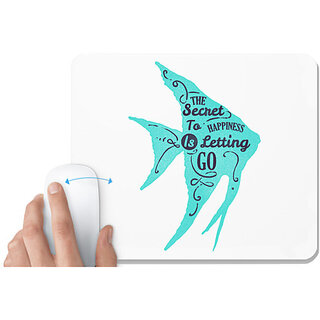                       UDNAG White Mousepad 'Secret | A secret to happiness is letting go' for Computer / PC / Laptop [230 x 200 x 5mm]                                              
