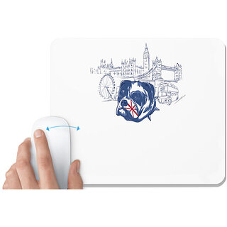                       UDNAG White Mousepad 'London | British Bulldog' for Computer / PC / Laptop [230 x 200 x 5mm]                                              