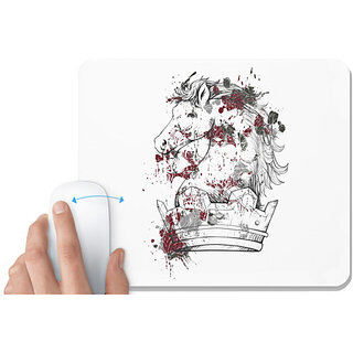                       UDNAG White Mousepad 'Crown | Horse Crown' for Computer / PC / Laptop [230 x 200 x 5mm]                                              