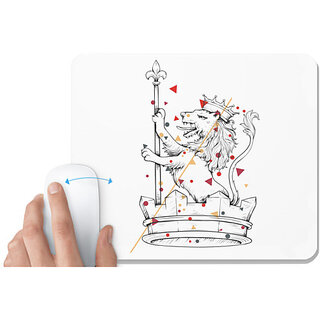                       UDNAG White Mousepad 'Crown | Lion Crown' for Computer / PC / Laptop [230 x 200 x 5mm]                                              