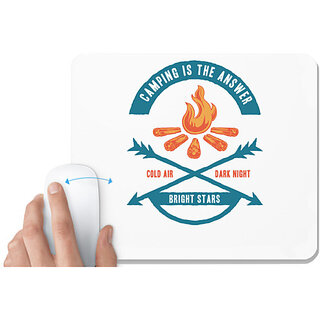                       UDNAG White Mousepad 'Camping | Camping is the answer of bright star' for Computer / PC / Laptop [230 x 200 x 5mm]                                              