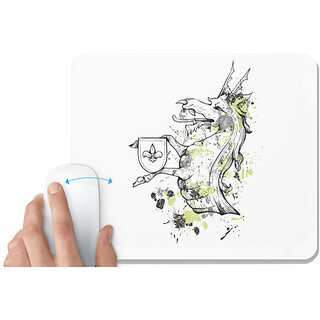                       UDNAG White Mousepad 'Logo | Dragon' for Computer / PC / Laptop [230 x 200 x 5mm]                                              