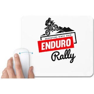                       UDNAG White Mousepad 'Adventure | Enduro Rally' for Computer / PC / Laptop [230 x 200 x 5mm]                                              