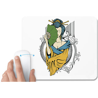                       UDNAG White Mousepad 'Japanese | Japanese Lady' for Computer / PC / Laptop [230 x 200 x 5mm]                                              