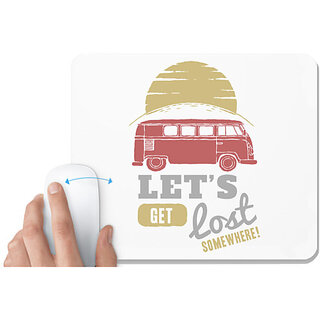                       UDNAG White Mousepad 'Van and Sun | Lets get lost some where' for Computer / PC / Laptop [230 x 200 x 5mm]                                              