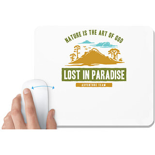                       UDNAG White Mousepad 'Adventure And lost in Paradise' for Computer / PC / Laptop [230 x 200 x 5mm]                                              