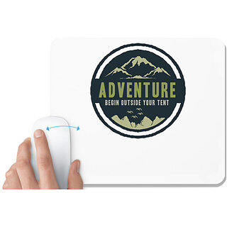                       UDNAG White Mousepad 'Mountain and adventure' for Computer / PC / Laptop [230 x 200 x 5mm]                                              