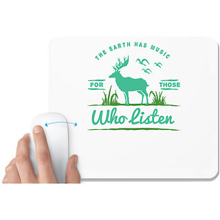                       UDNAG White Mousepad 'Deer and Earth' for Computer / PC / Laptop [230 x 200 x 5mm]                                              