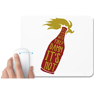                       UDNAG White Mousepad 'Fire damn its hot' for Computer / PC / Laptop [230 x 200 x 5mm]                                              