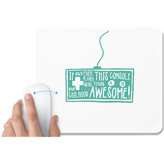                       UDNAG White Mousepad 'childhood and awesome' for Computer / PC / Laptop [230 x 200 x 5mm]                                              