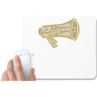                       UDNAG White Mousepad 'People power' for Computer / PC / Laptop [230 x 200 x 5mm]                                              