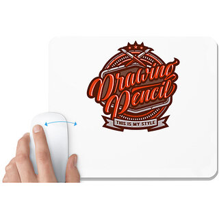                       UDNAG White Mousepad 'Style | Drawing pencil' for Computer / PC / Laptop [230 x 200 x 5mm]                                              